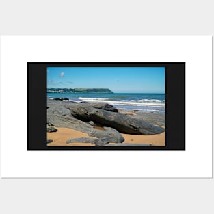 Coastal Scenery Of Large Rocks On Sandy Beach Posters and Art